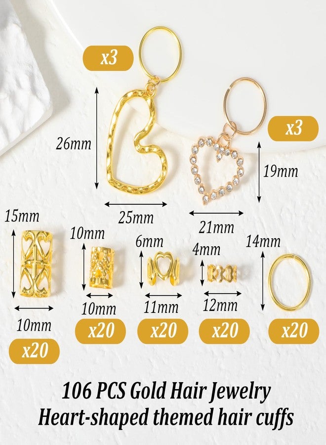 Matwsec 106 Pcs Hair Accessories for Braids Gold Hair Jewelry Adjustable Hair Rings Hair Cuff Hair Charms Braid Loc Jewelry for Dreadlocks Decorations for Men Women Festival Pirate Hallowee - Image 2